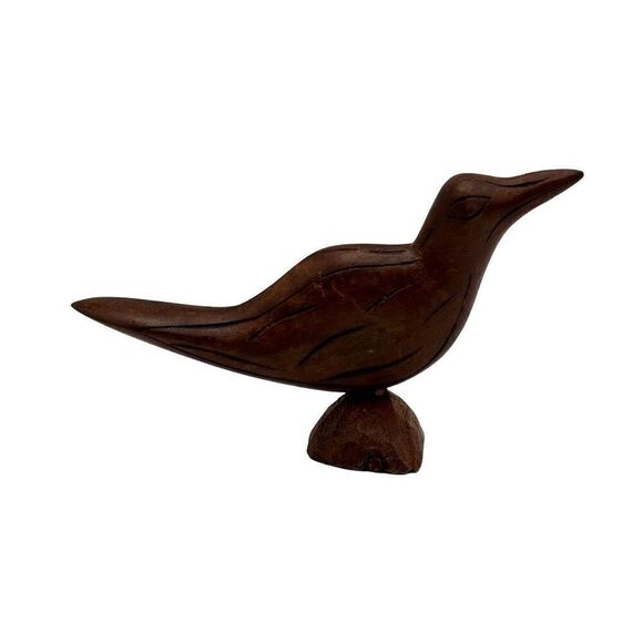 None Other - ‎Vintage Hand Carved Wooden Bird Figurine